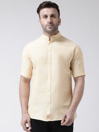 RIAG Beige Men's Chinese Collar Half Sleeves Shirt - Distacart