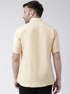 RIAG Beige Men's Chinese Collar Half Sleeves Shirt - Distacart