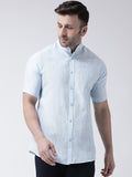 RIAG Sky Blue Men's Chinese Collar Half Sleeves Shirt - Distacart