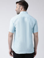 RIAG Sky Blue Men's Chinese Collar Half Sleeves Shirt - Distacart