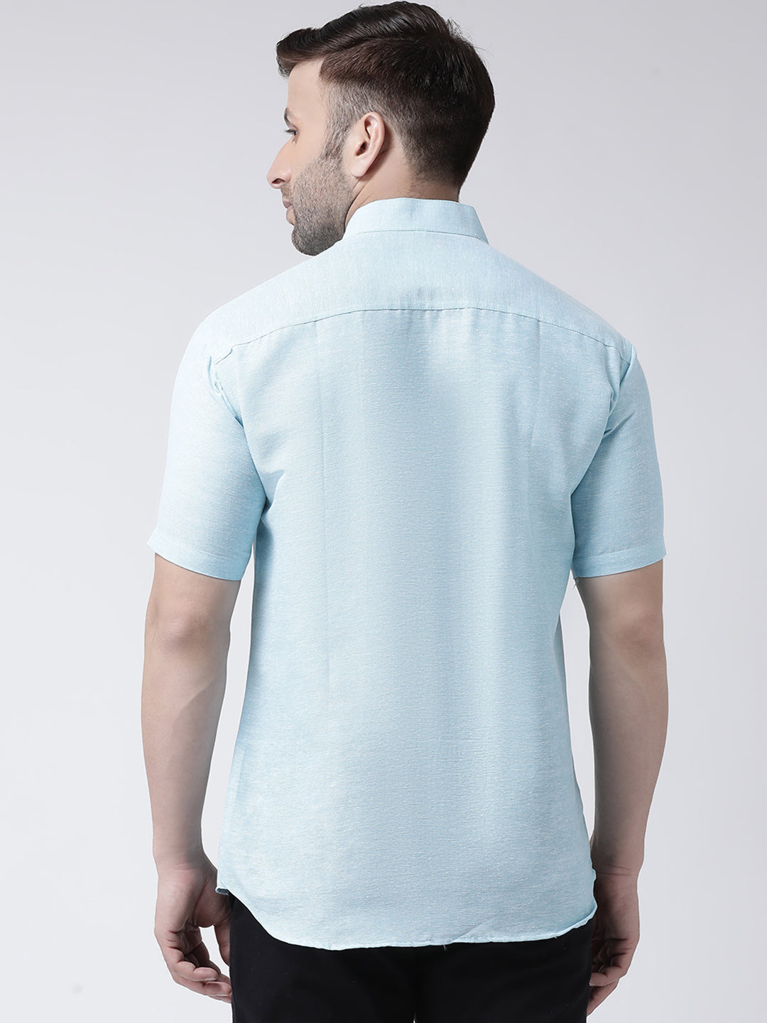 RIAG Sky Blue Men's Chinese Collar Half Sleeves Shirt - Distacart