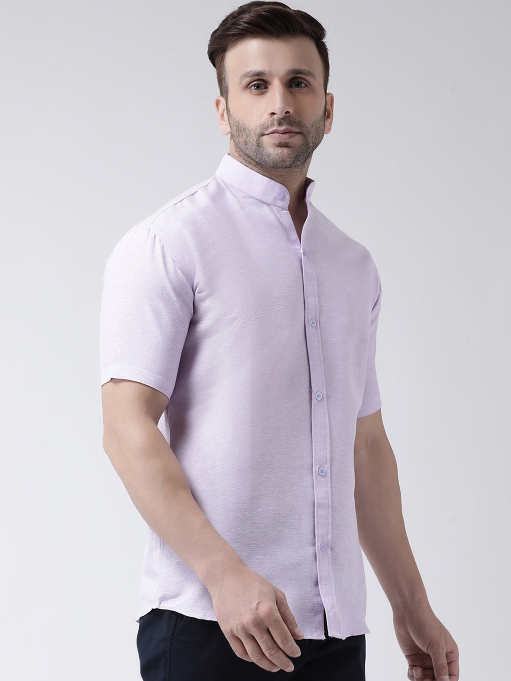 RIAG Violet Men's Chinese Collar Half Sleeves Shirt - Distacart
