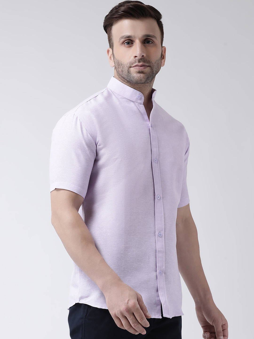 RIAG Violet Men's Chinese Collar Half Sleeves Shirt - Distacart