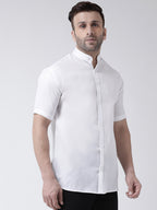 RIAG White Men's Chinese Collar Half Sleeves Shirt - Distacart