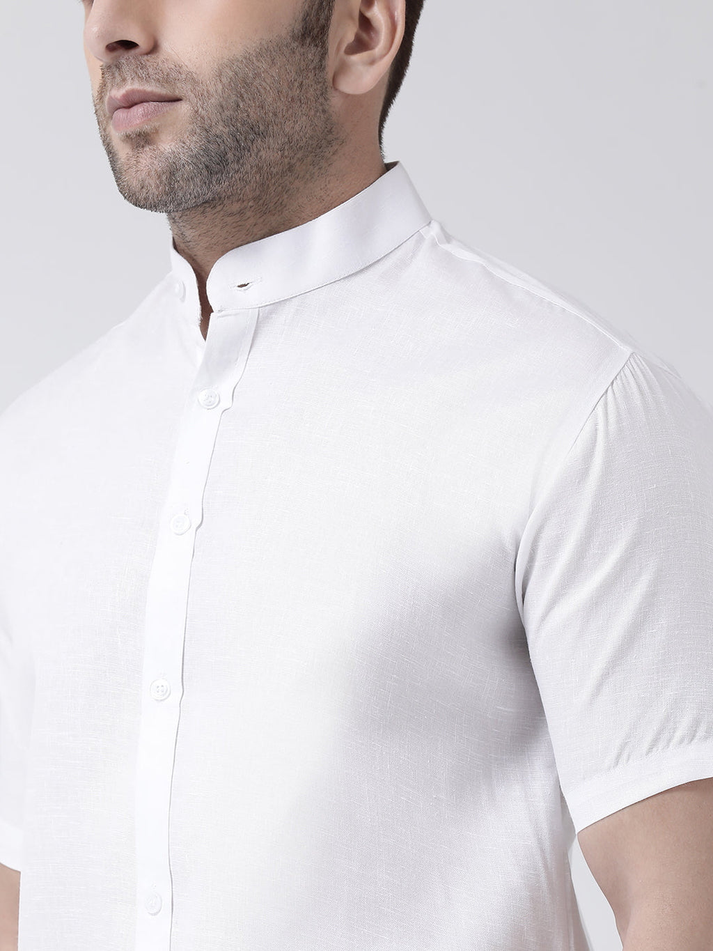 RIAG White Men's Chinese Collar Half Sleeves Shirt - Distacart