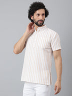 RIAG Beige Color Short Sleeves Casual Men's Cotton Short Kurta - Distacart