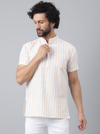 RIAG Beige Color Short Sleeves Casual Men's Cotton Short Kurta - Distacart