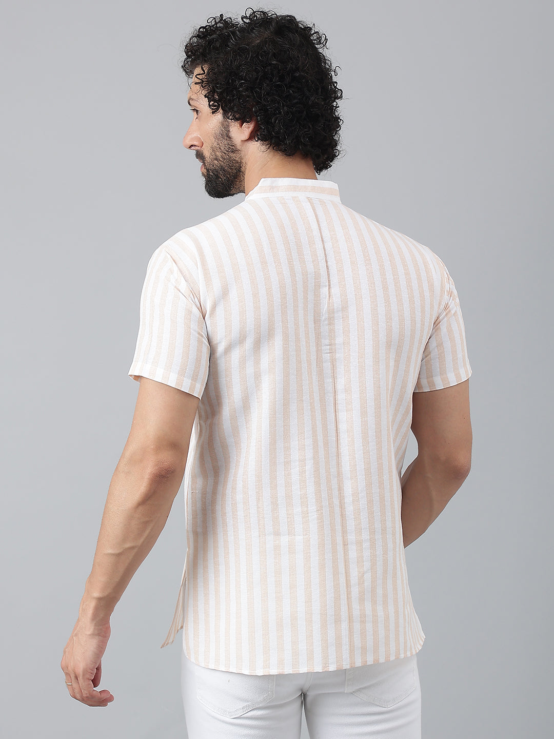 RIAG Beige Color Short Sleeves Casual Men's Cotton Short Kurta - Distacart