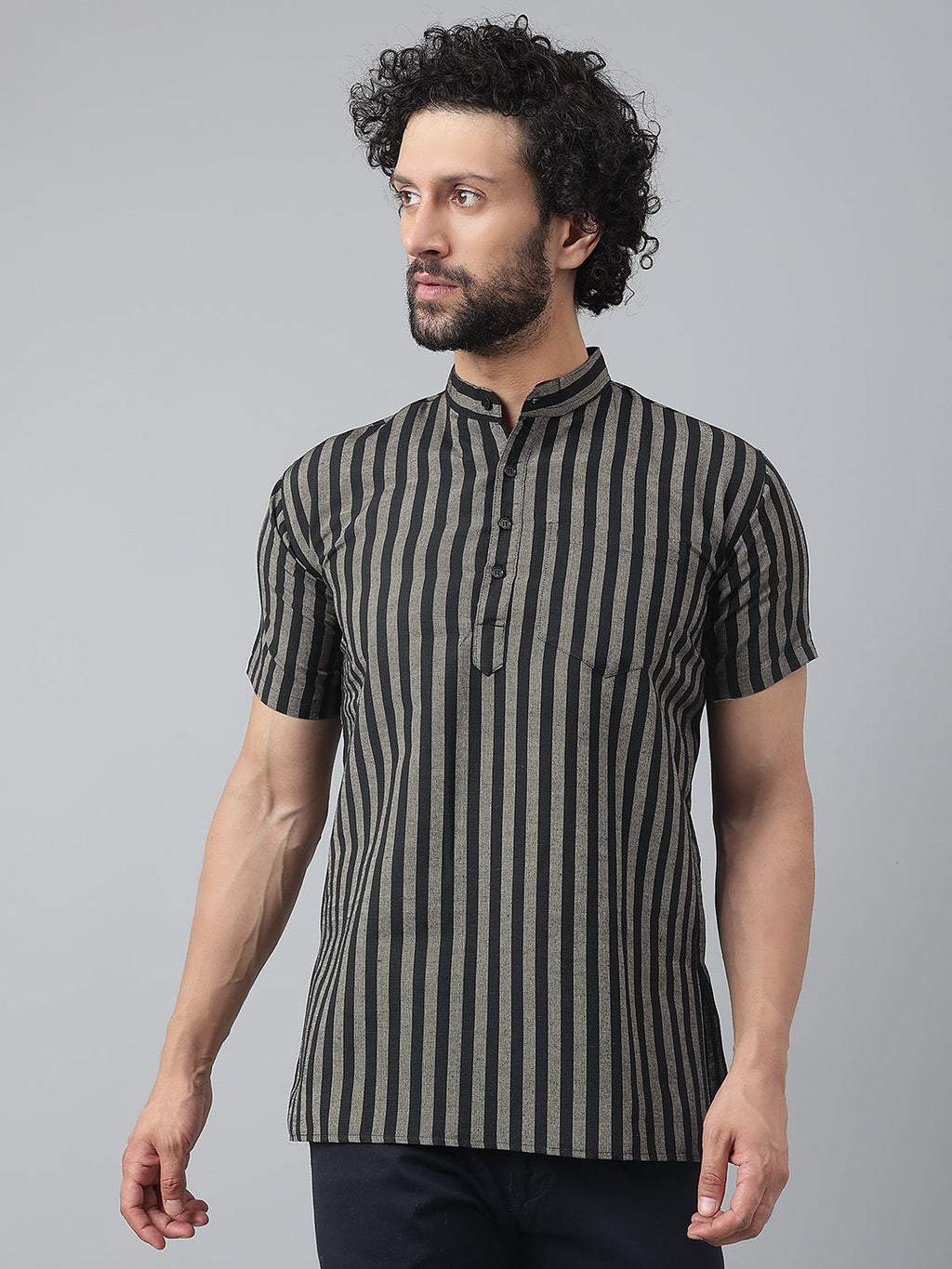 RIAG Black Color Short Sleeves Casual Men's Cotton Short Kurta - Distacart