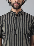 RIAG Black Color Short Sleeves Casual Men's Cotton Short Kurta - Distacart