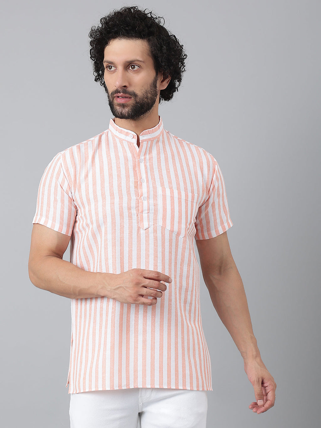 RIAG Orange Color Short Sleeves Casual Men's Cotton Short Kurta - Distacart