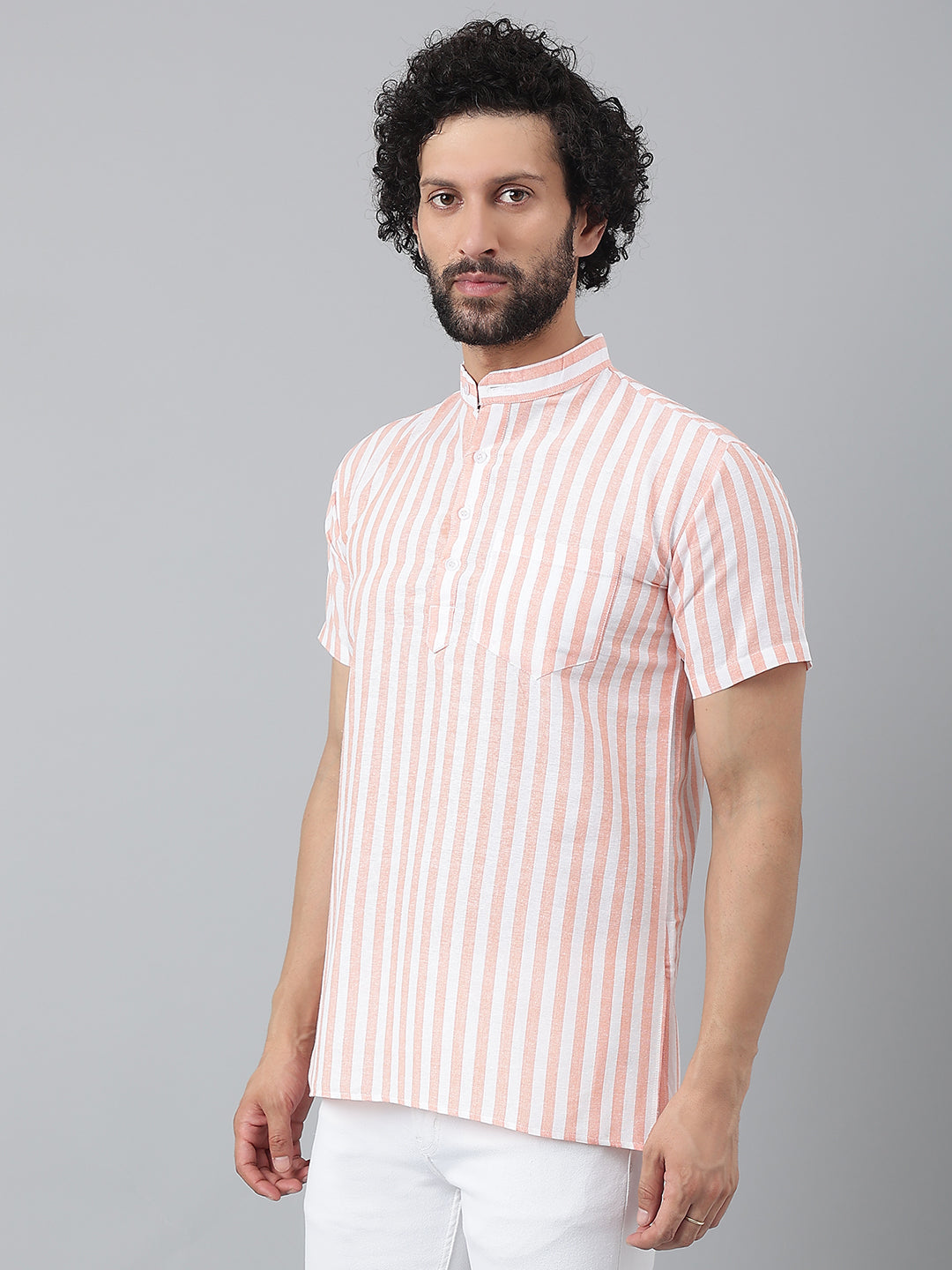 RIAG Orange Color Short Sleeves Casual Men's Cotton Short Kurta - Distacart