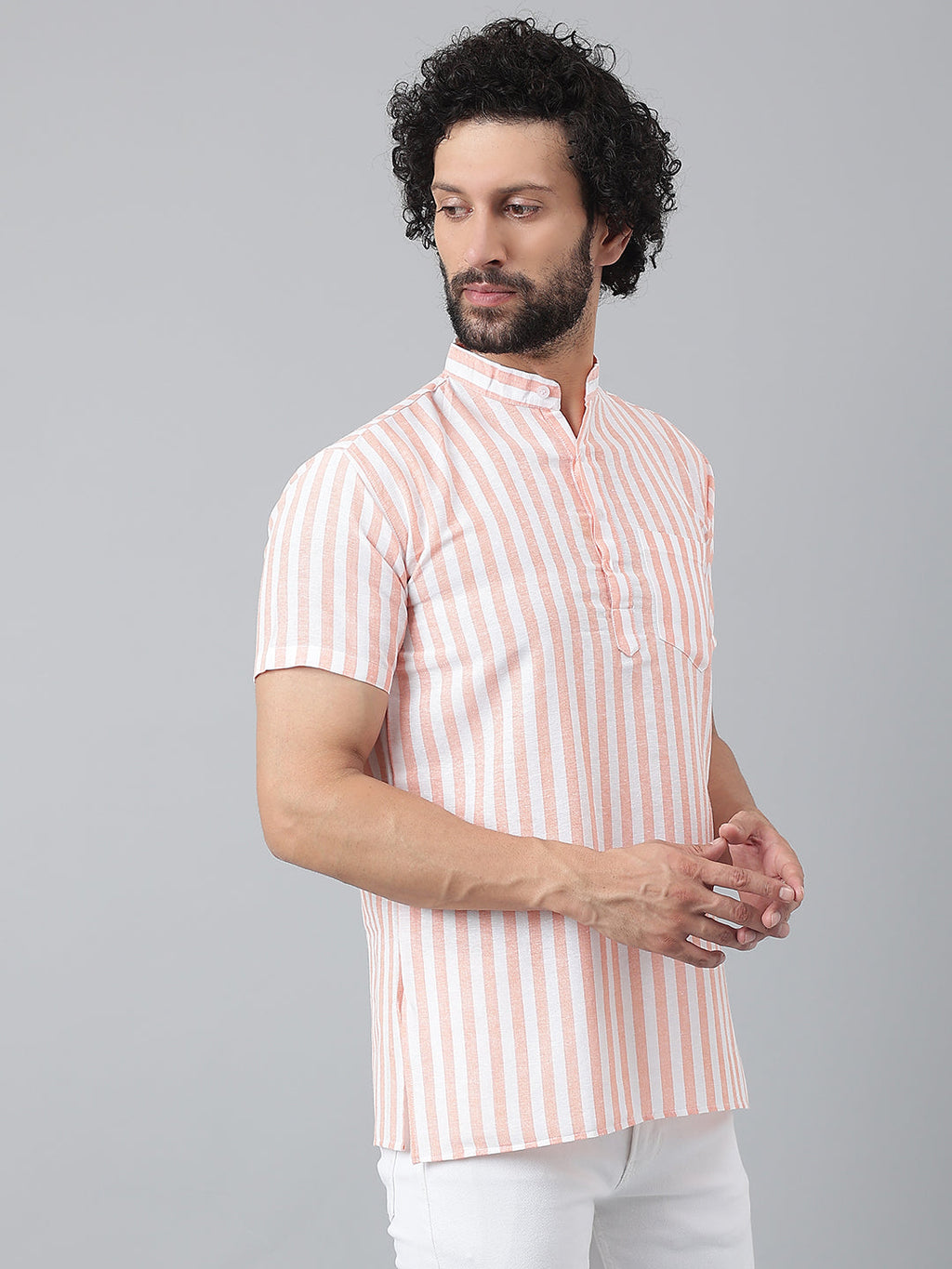 RIAG Orange Color Short Sleeves Casual Men's Cotton Short Kurta - Distacart