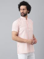 RIAG Orange Color Short Sleeves Casual Men's Cotton Short Kurta - Distacart