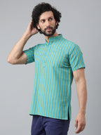 RIAG Blue Color Short Sleeves Casual Men's Cotton Short Kurta - Distacart