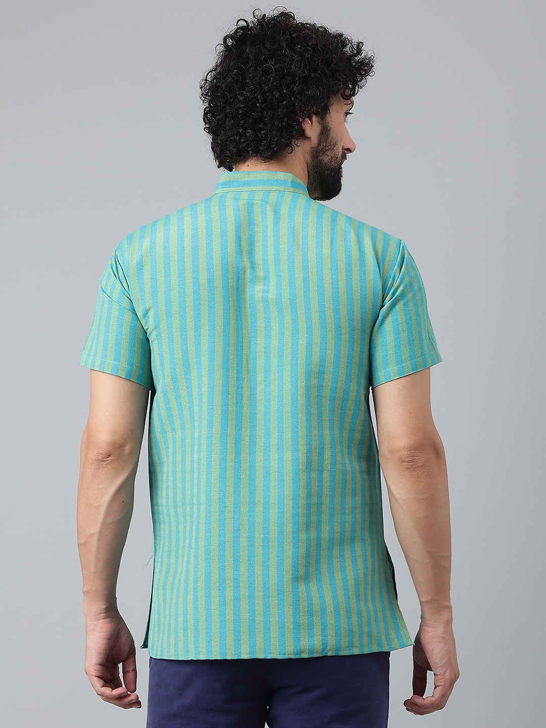 RIAG Blue Color Short Sleeves Casual Men's Cotton Short Kurta - Distacart