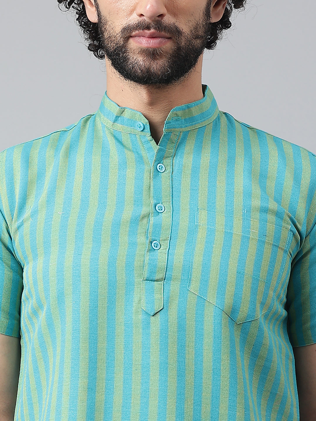 RIAG Blue Color Short Sleeves Casual Men's Cotton Short Kurta - Distacart