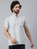 RIAG Grey Color Short Sleeves Casual Men's Cotton Short Kurta - Distacart