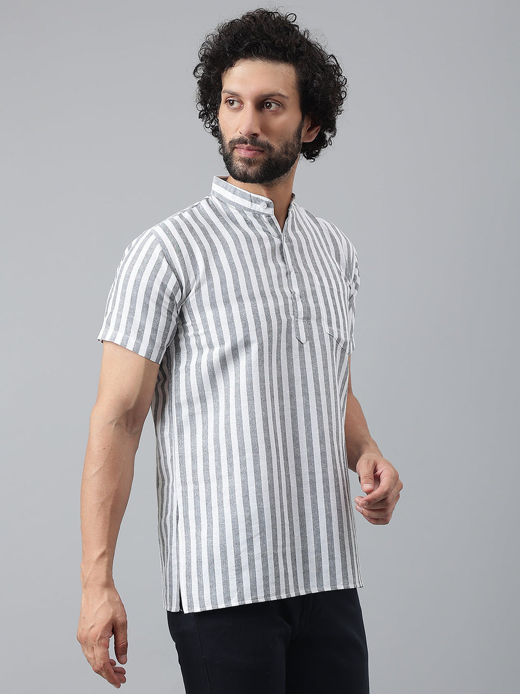 RIAG Grey Color Short Sleeves Casual Men's Cotton Short Kurta - Distacart