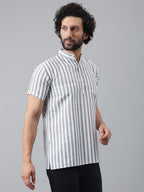 RIAG Grey Color Short Sleeves Casual Men's Cotton Short Kurta - Distacart