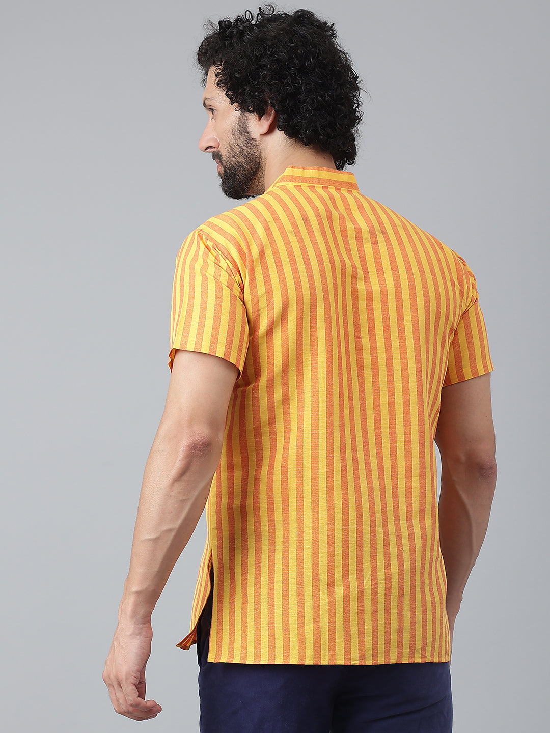RIAG Yellow Color Short Sleeves Casual Men's Cotton Short Kurta - Distacart