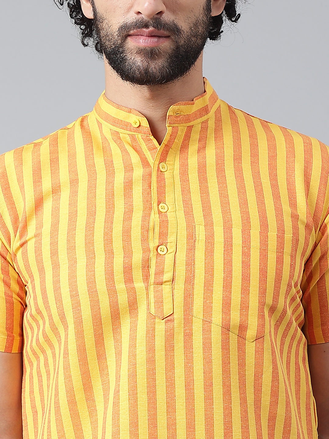 RIAG Yellow Color Short Sleeves Casual Men's Cotton Short Kurta - Distacart