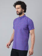 RIAG Navy Blue Color Short Sleeves Casual Men's Cotton Short Kurta - Distacart