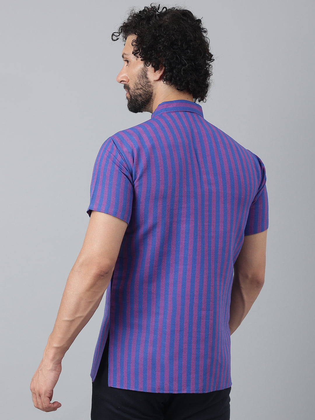 RIAG Navy Blue Color Short Sleeves Casual Men's Cotton Short Kurta - Distacart