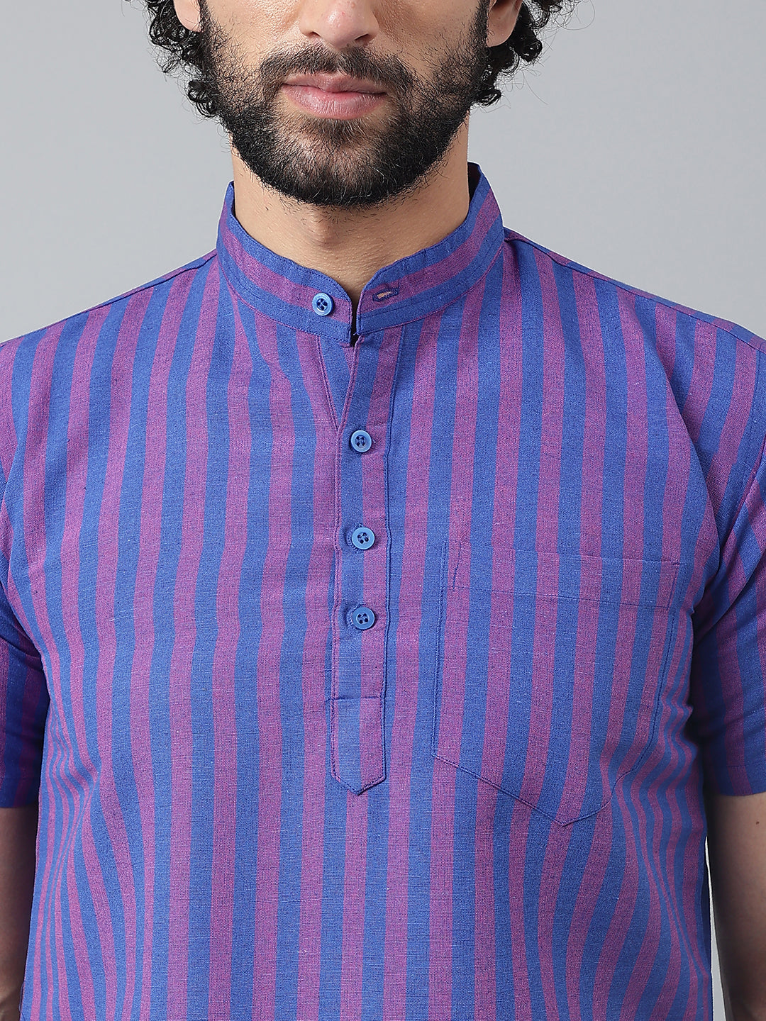 RIAG Navy Blue Color Short Sleeves Casual Men's Cotton Short Kurta - Distacart