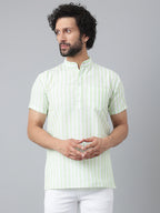RIAG Green Color Short Sleeves Casual Men's Cotton Short Kurta - Distacart