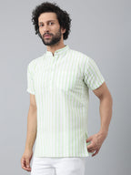 RIAG Green Color Short Sleeves Casual Men's Cotton Short Kurta - Distacart