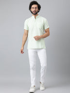 RIAG Green Color Short Sleeves Casual Men's Cotton Short Kurta - Distacart
