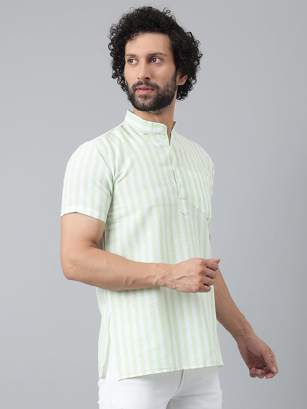 RIAG Green Color Short Sleeves Casual Men's Cotton Short Kurta - Distacart