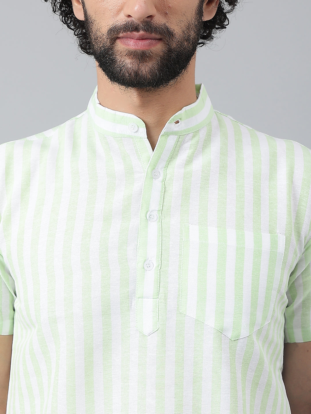 RIAG Green Color Short Sleeves Casual Men's Cotton Short Kurta - Distacart