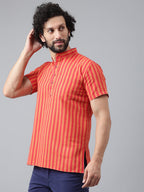 RIAG Red Color Short Sleeves Casual Men's Cotton Short Kurta - Distacart