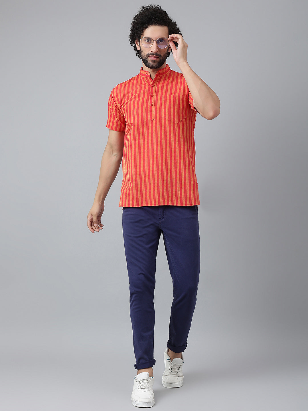 RIAG Red Color Short Sleeves Casual Men's Cotton Short Kurta - Distacart