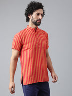 RIAG Red Color Short Sleeves Casual Men's Cotton Short Kurta - Distacart
