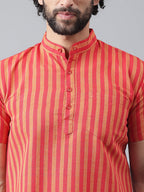 RIAG Red Color Short Sleeves Casual Men's Cotton Short Kurta - Distacart