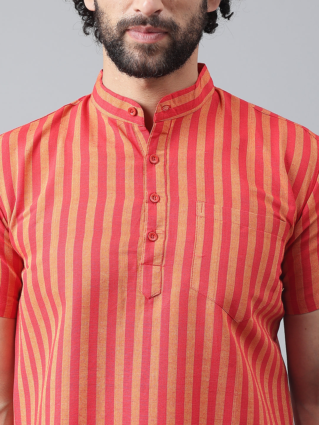 RIAG Red Color Short Sleeves Casual Men's Cotton Short Kurta - Distacart