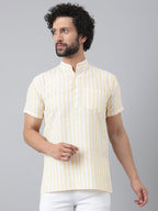 RIAG Beige Color Short Sleeves Casual Men's Cotton Short Kurta - Distacart