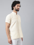 RIAG Beige Color Short Sleeves Casual Men's Cotton Short Kurta - Distacart