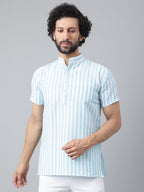 RIAG Blue Color Short Sleeves Casual Men's Cotton Short Kurta - Distacart