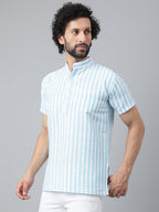 RIAG Blue Color Short Sleeves Casual Men's Cotton Short Kurta - Distacart