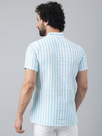 RIAG Blue Color Short Sleeves Casual Men's Cotton Short Kurta - Distacart