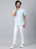 RIAG Blue Color Short Sleeves Casual Men's Cotton Short Kurta - Distacart