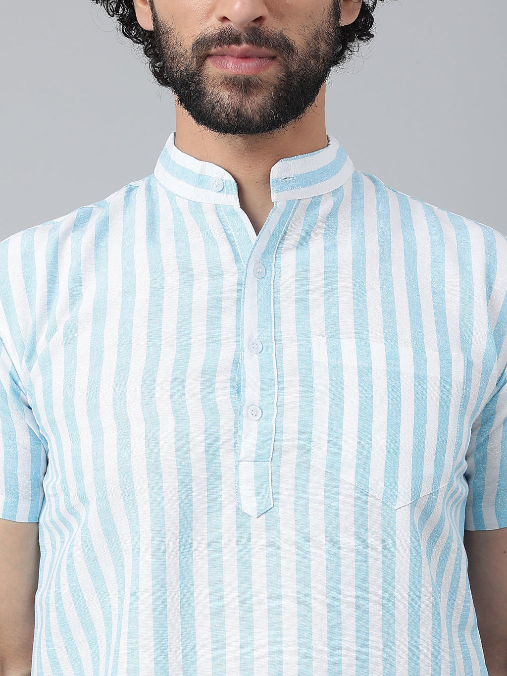 RIAG Blue Color Short Sleeves Casual Men's Cotton Short Kurta - Distacart
