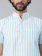 RIAG Blue Color Short Sleeves Casual Men's Cotton Short Kurta - Distacart