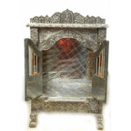 Silver Coated and Copper 2 Door Open Pooja Mandir / Pooja Mandiram Silver Coated and Copper