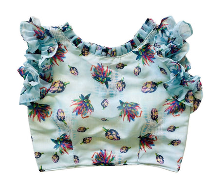 Vamika Sky Blue Georgette Frill Blouse