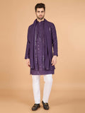Vastranavya Dusty Purple Exclusive Festival Wear Viscose Silk Thread & Sequence Embroidered Work Kurta with Dupatta